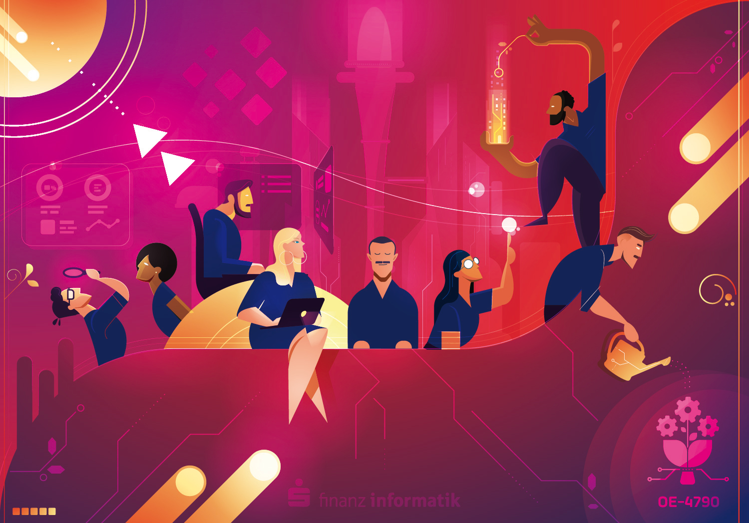 Custom Team Illustration for Sparkasse Finanz Informatik