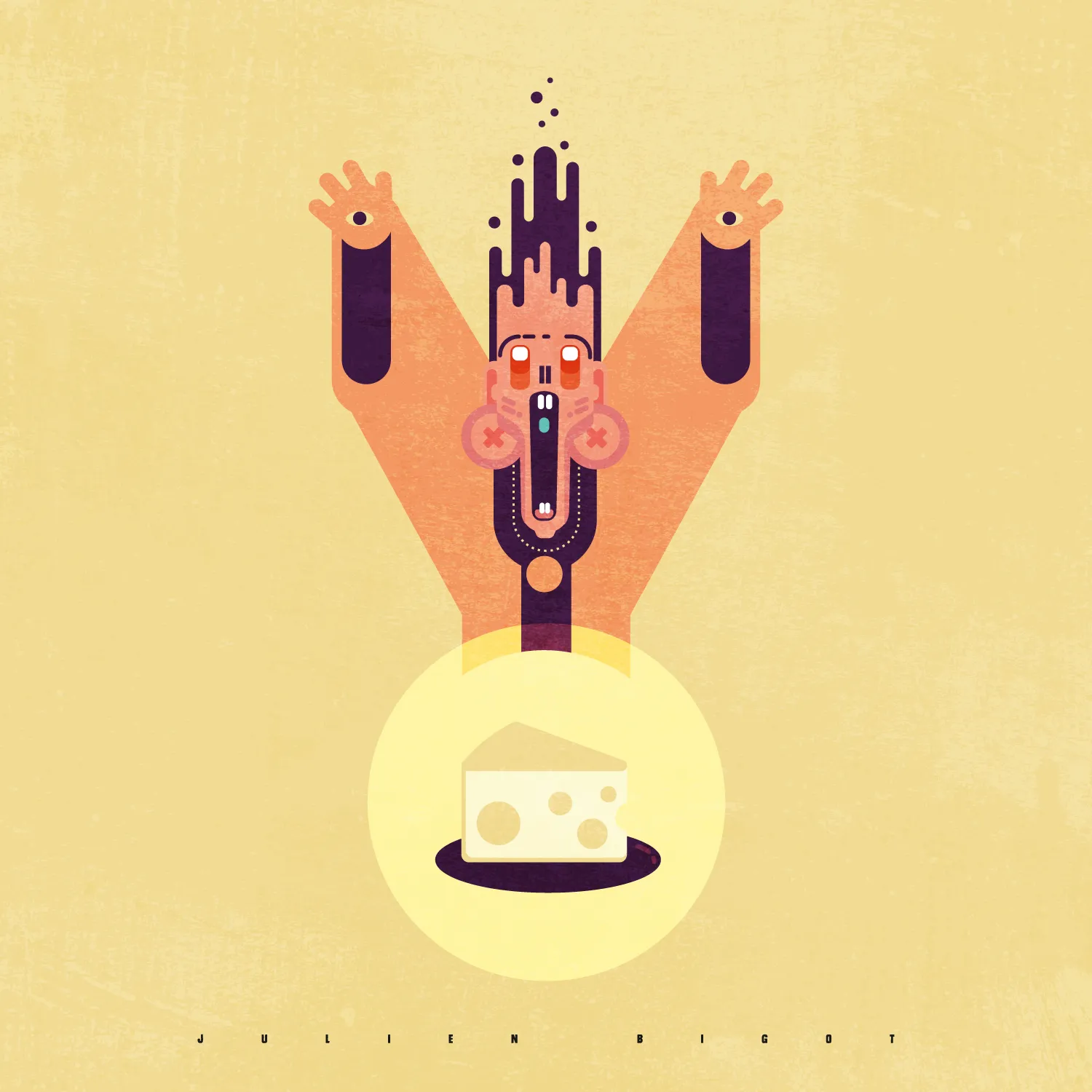 Y a-t-il un Dieu du fromage ? Illustration flat design humoristique