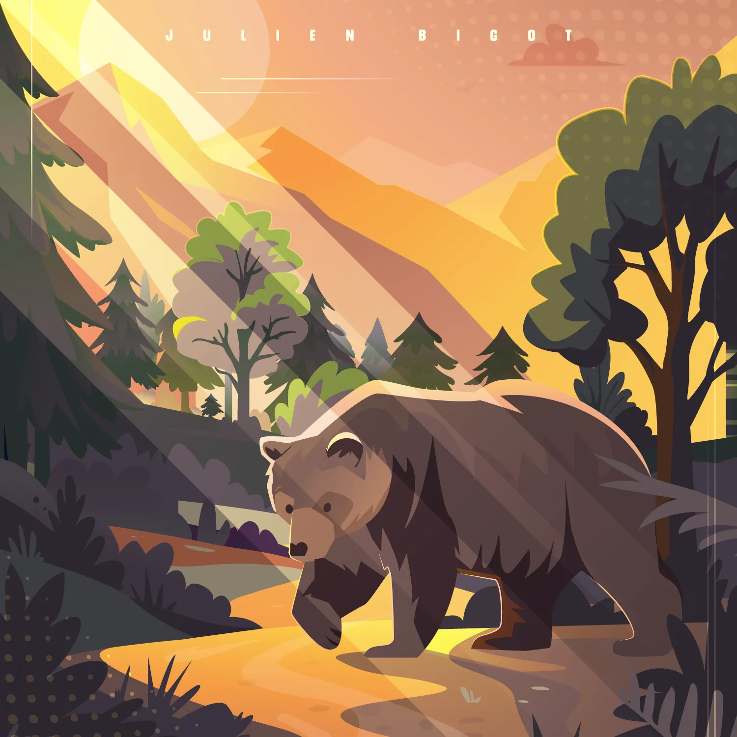 L&rsquo;ours des Pyrénées, illustration nature et montagne