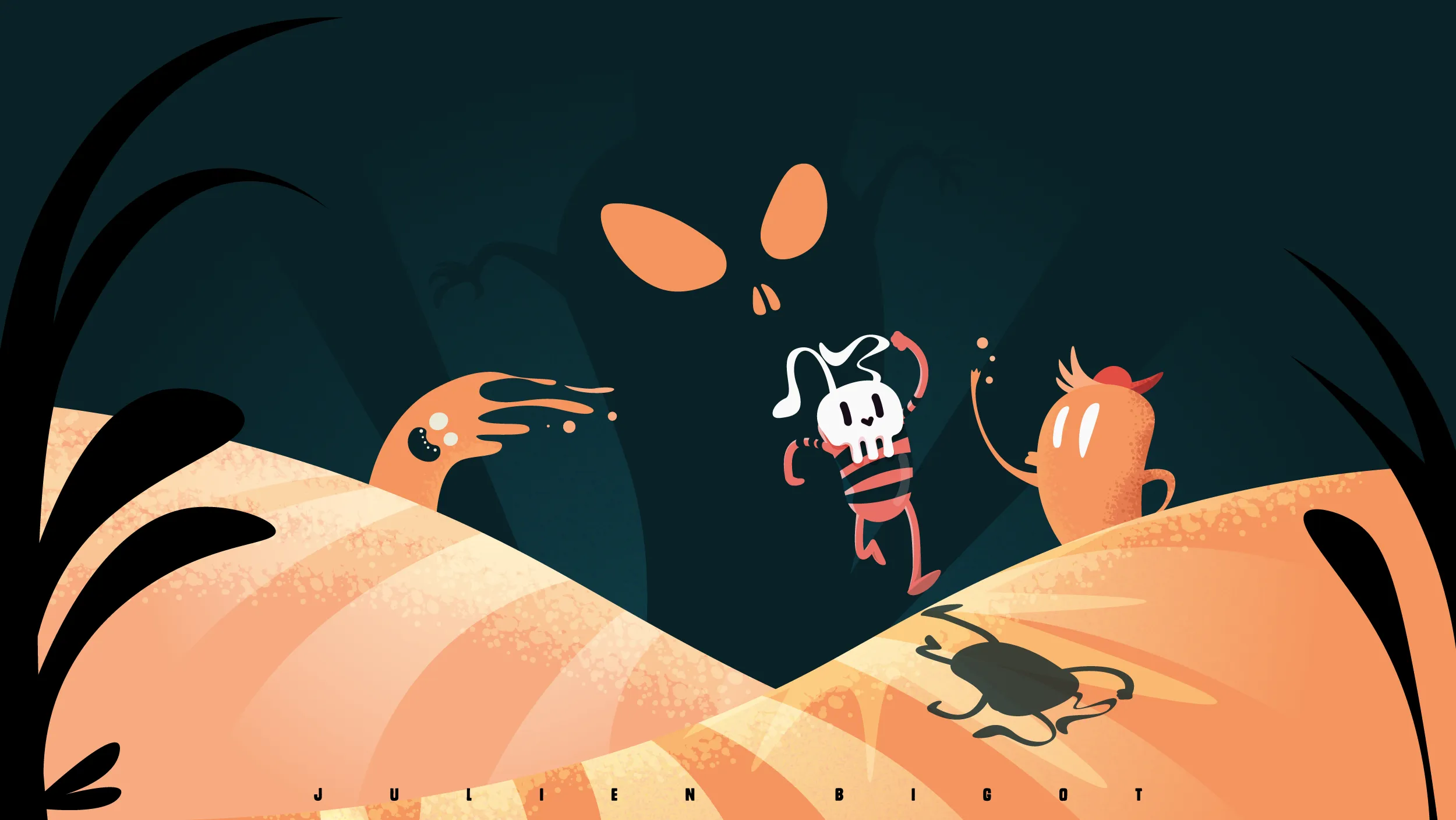 Illustration jeunesse : la fuite du lapin masqué