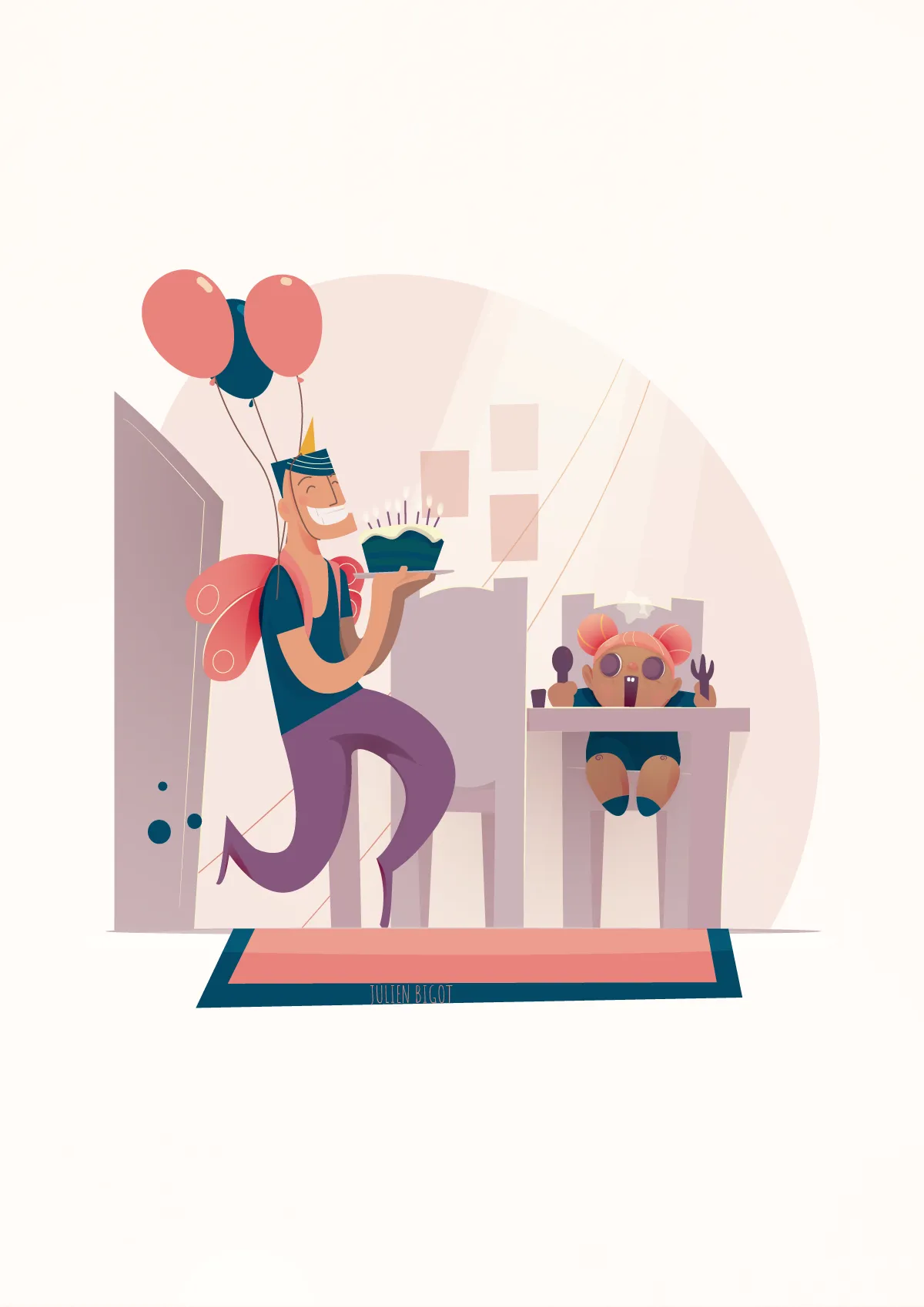 Illustration jeunesse : Famille monoparentale